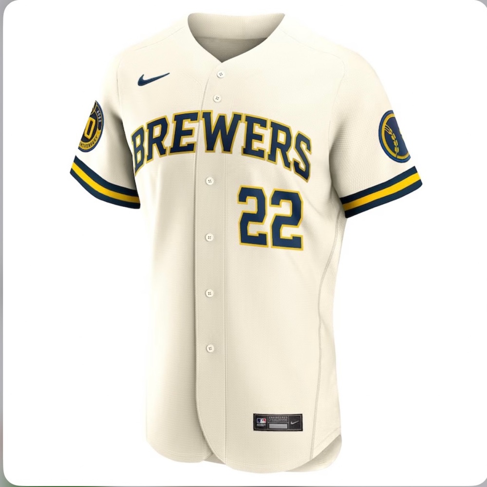 Men's Milwaukee Brewers Christian Yelich Nike Cream Home Authentic Player Jersey